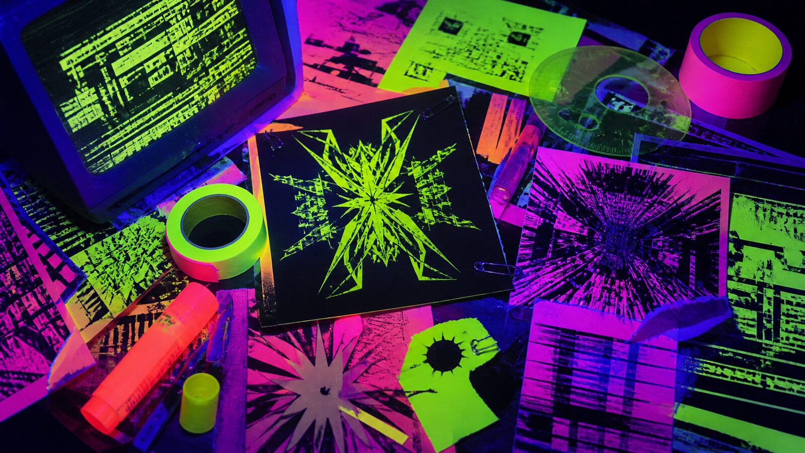 Rave aesthetic: Flyer table dossier scene