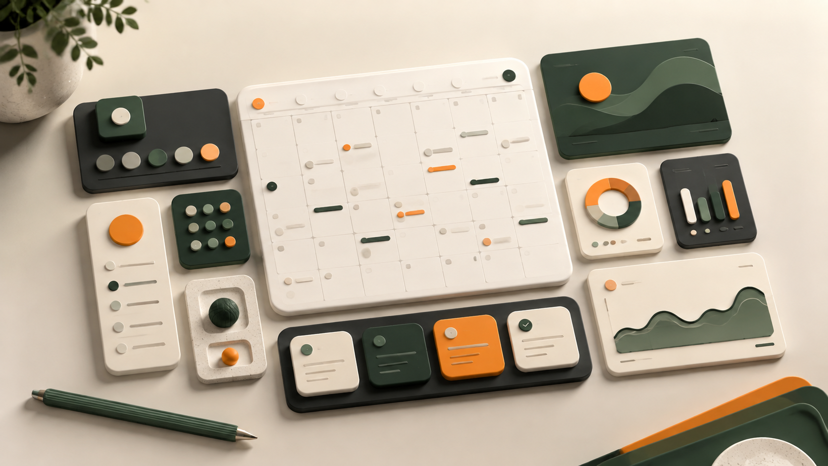Bento UI aesthetic: Screen dossier scene