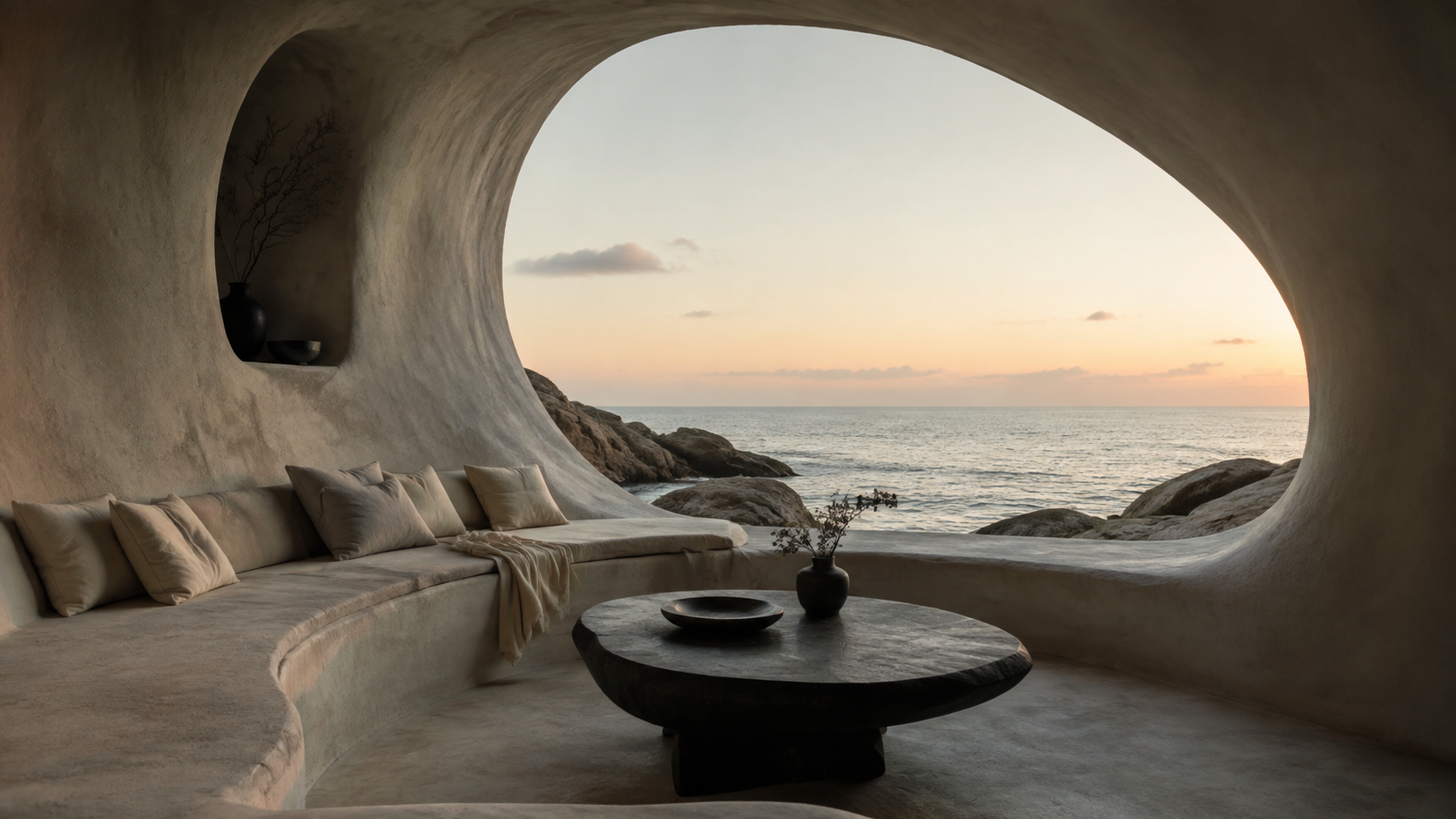 Biomorphic Modernism aesthetic: Landscape dossier scene