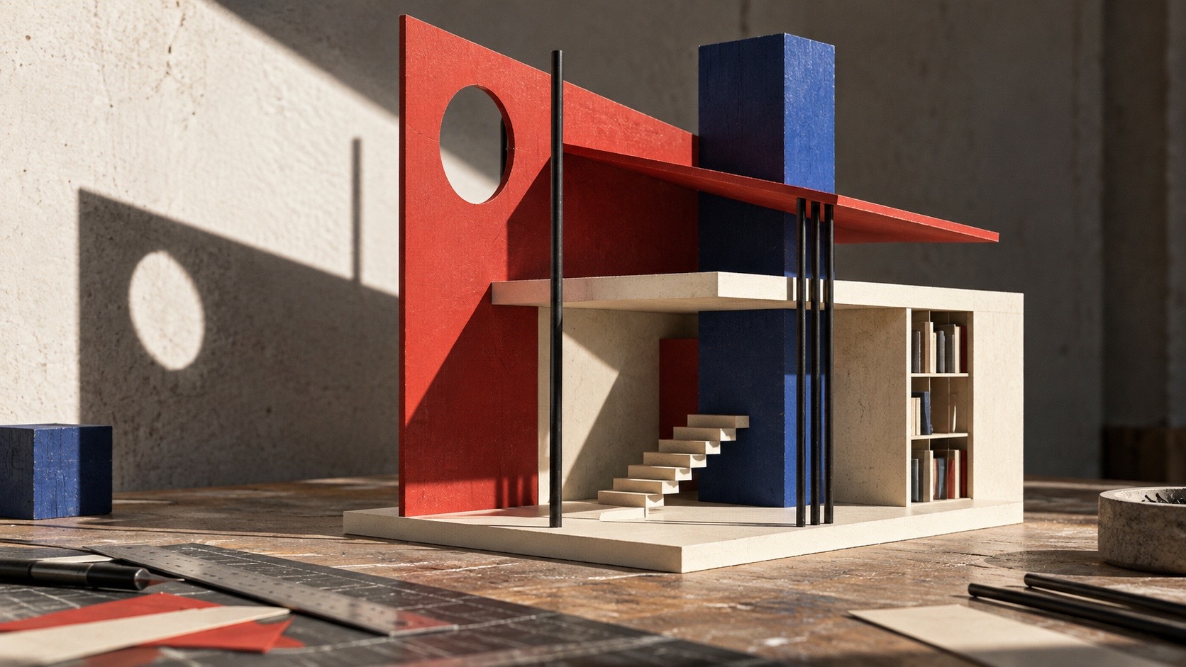 Constructivism aesthetic: Maquette dossier scene