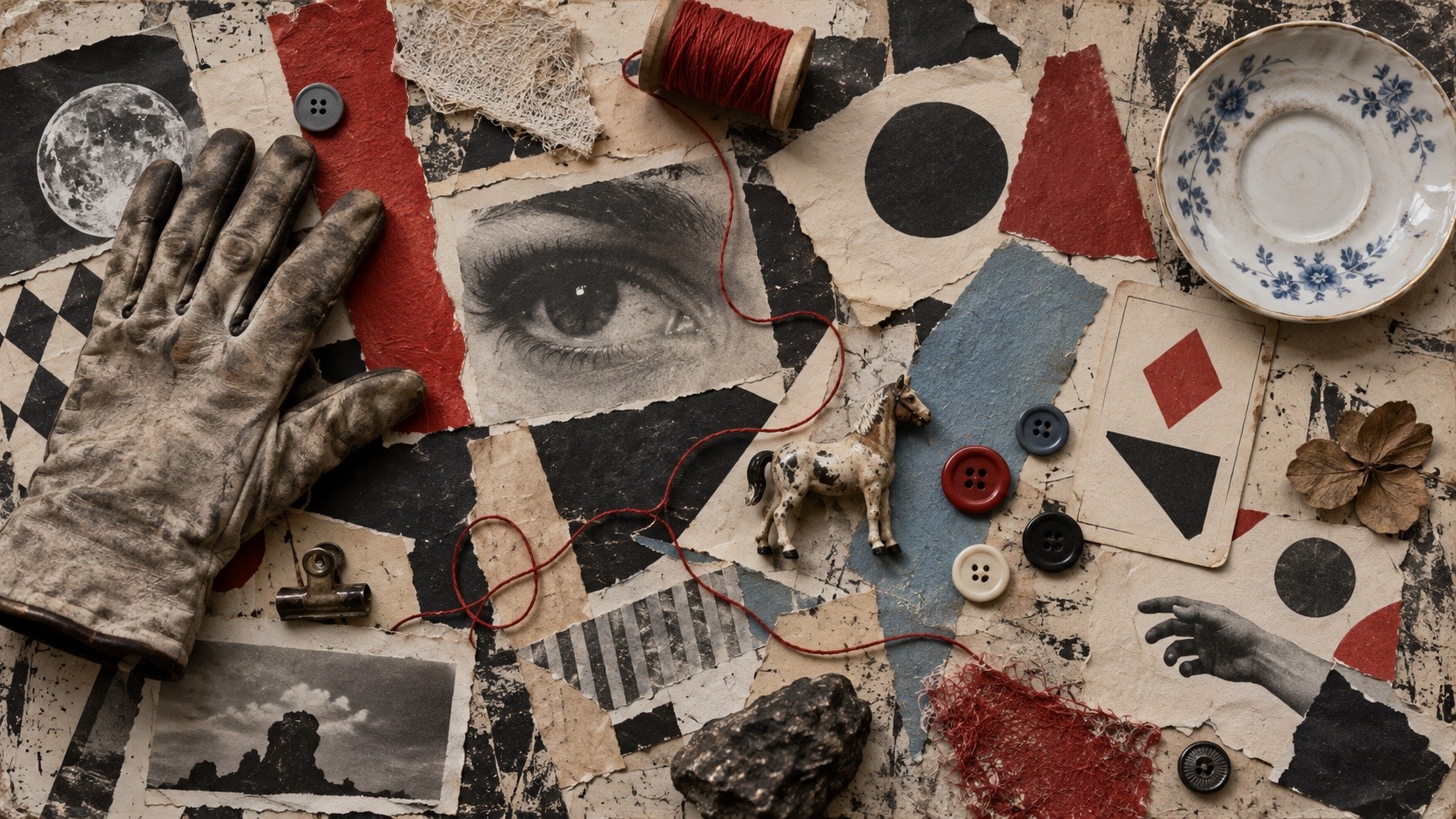 Dada aesthetic: Material dossier scene
