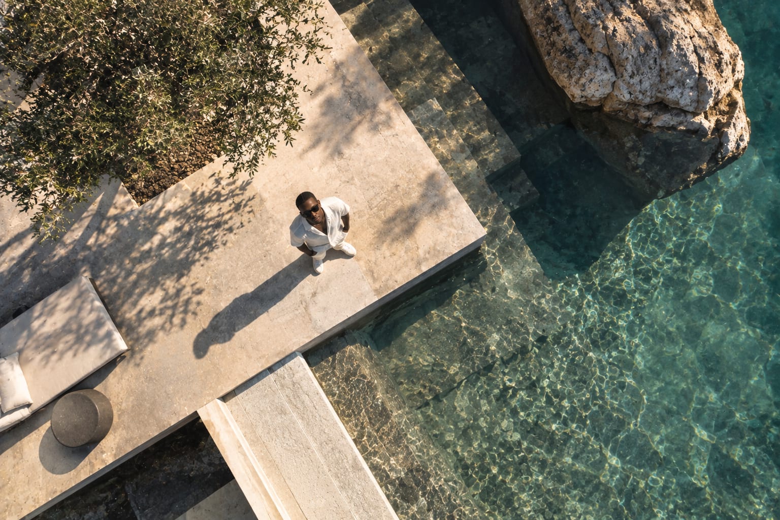 An aerial drone photograph looking down from altitude.