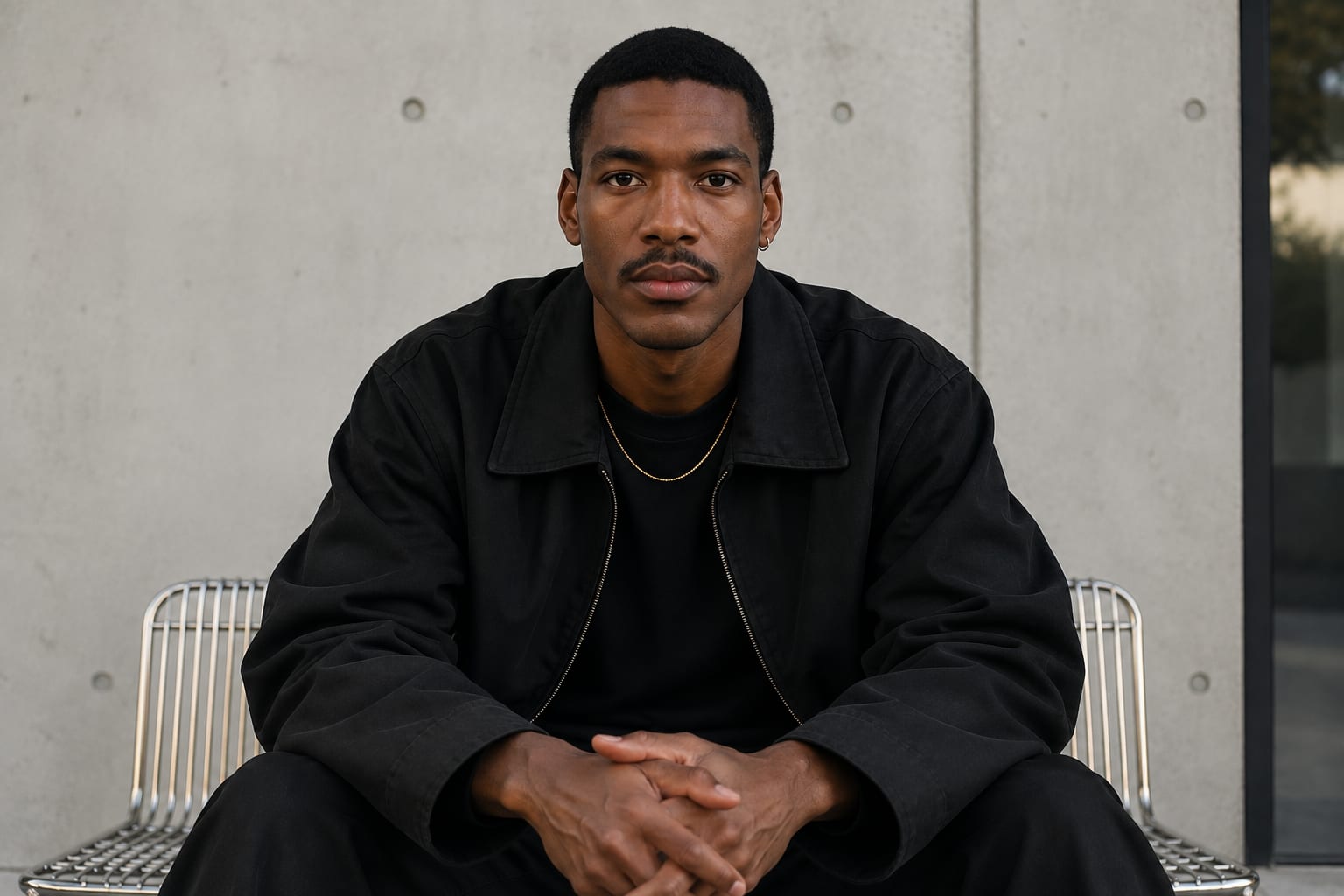 A portrait with the face turned square to the camera, both eyes level and equal in size.