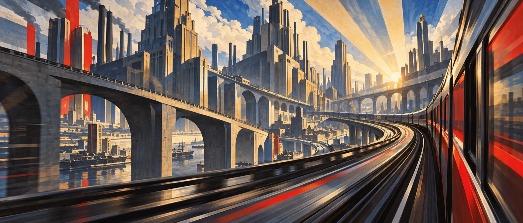 Futurism aesthetic: City dossier scene