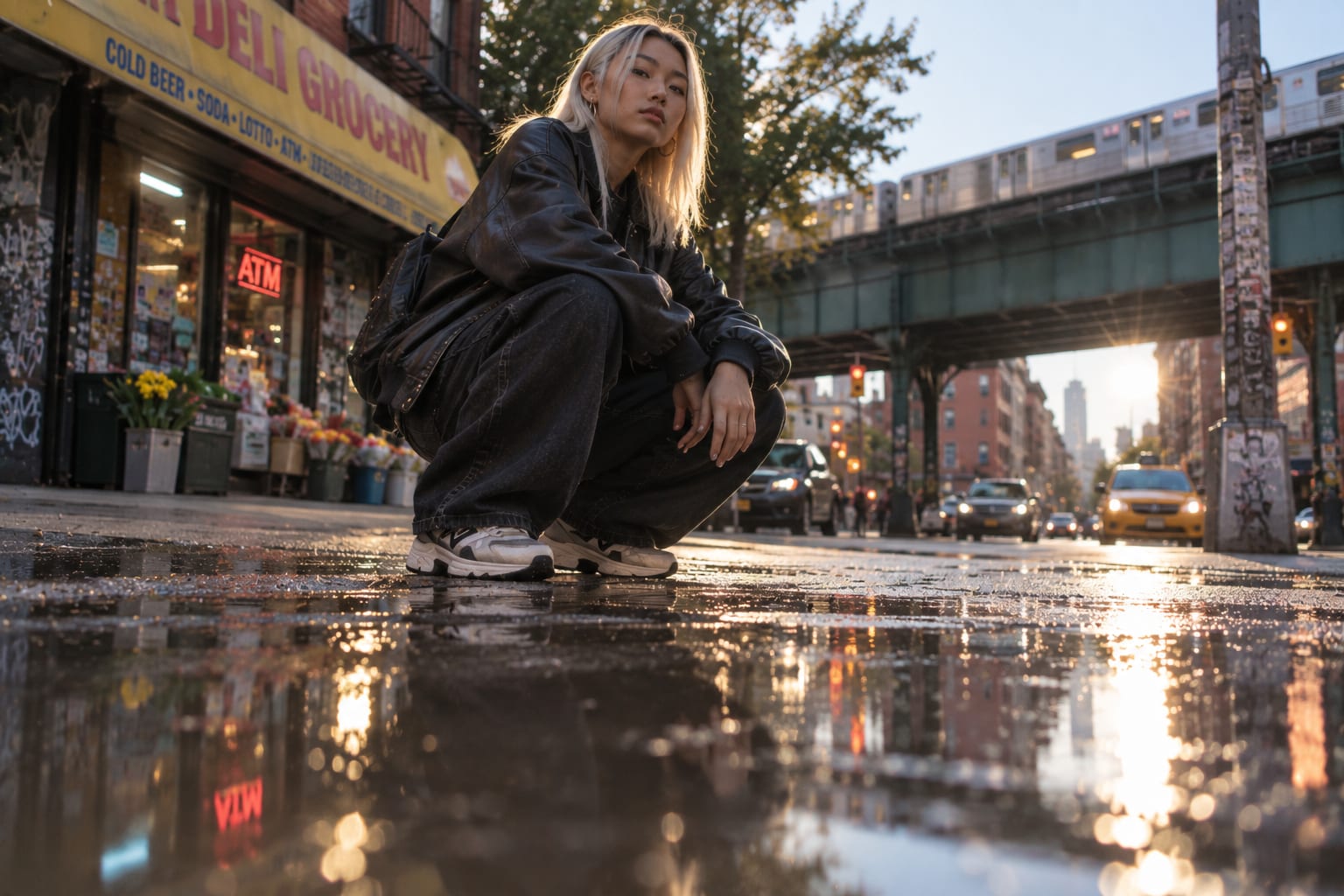 A photograph taken with the camera resting on the ground, the surface rushing toward the lens.