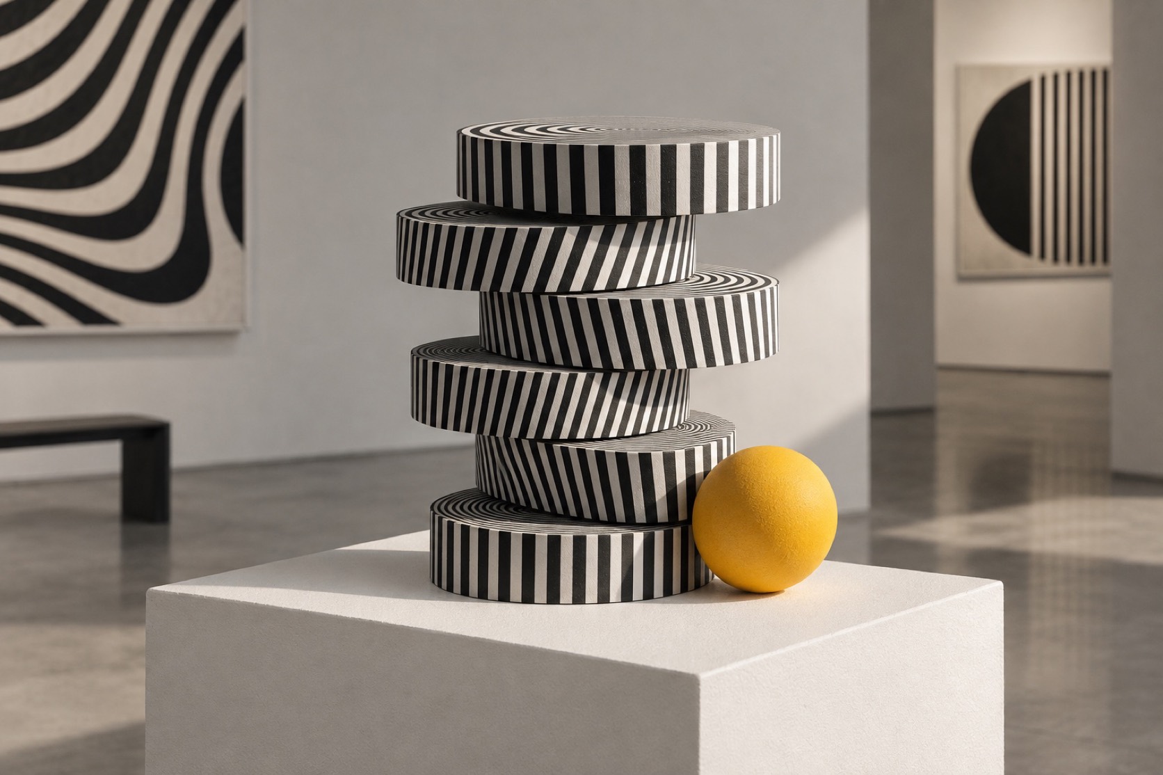 Op Art aesthetic: Sculpture dossier scene