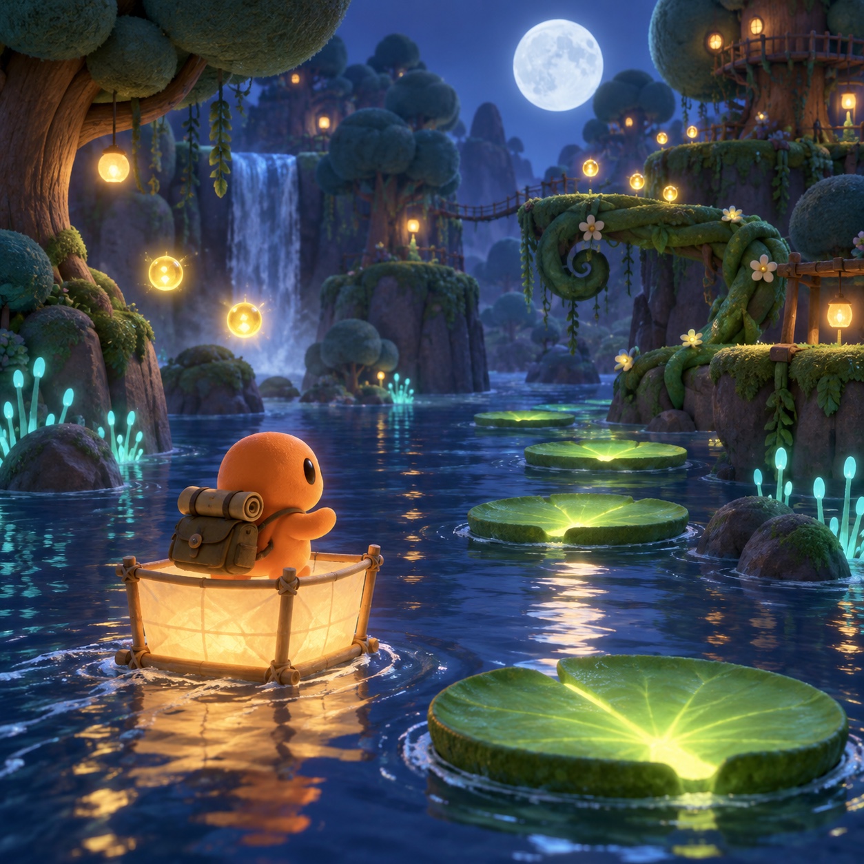 Playful Platformer aesthetic: Moonlit dossier scene
