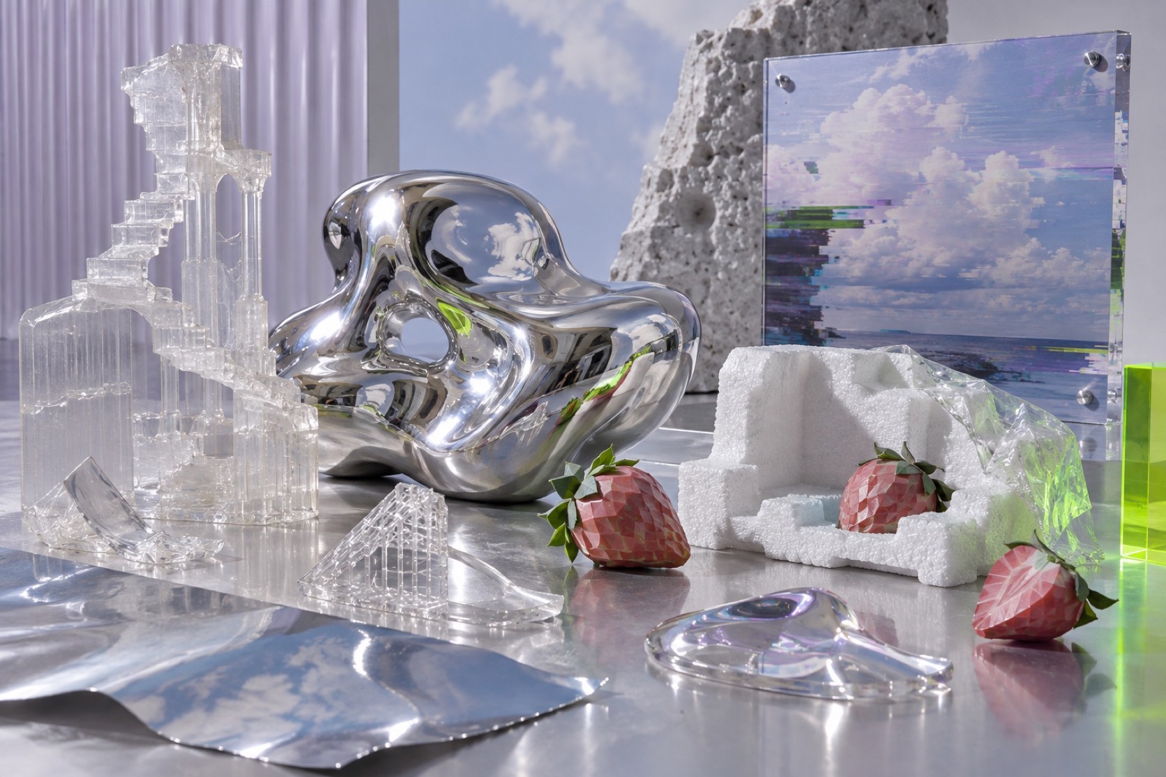 Post-Internet aesthetic: Still life dossier scene