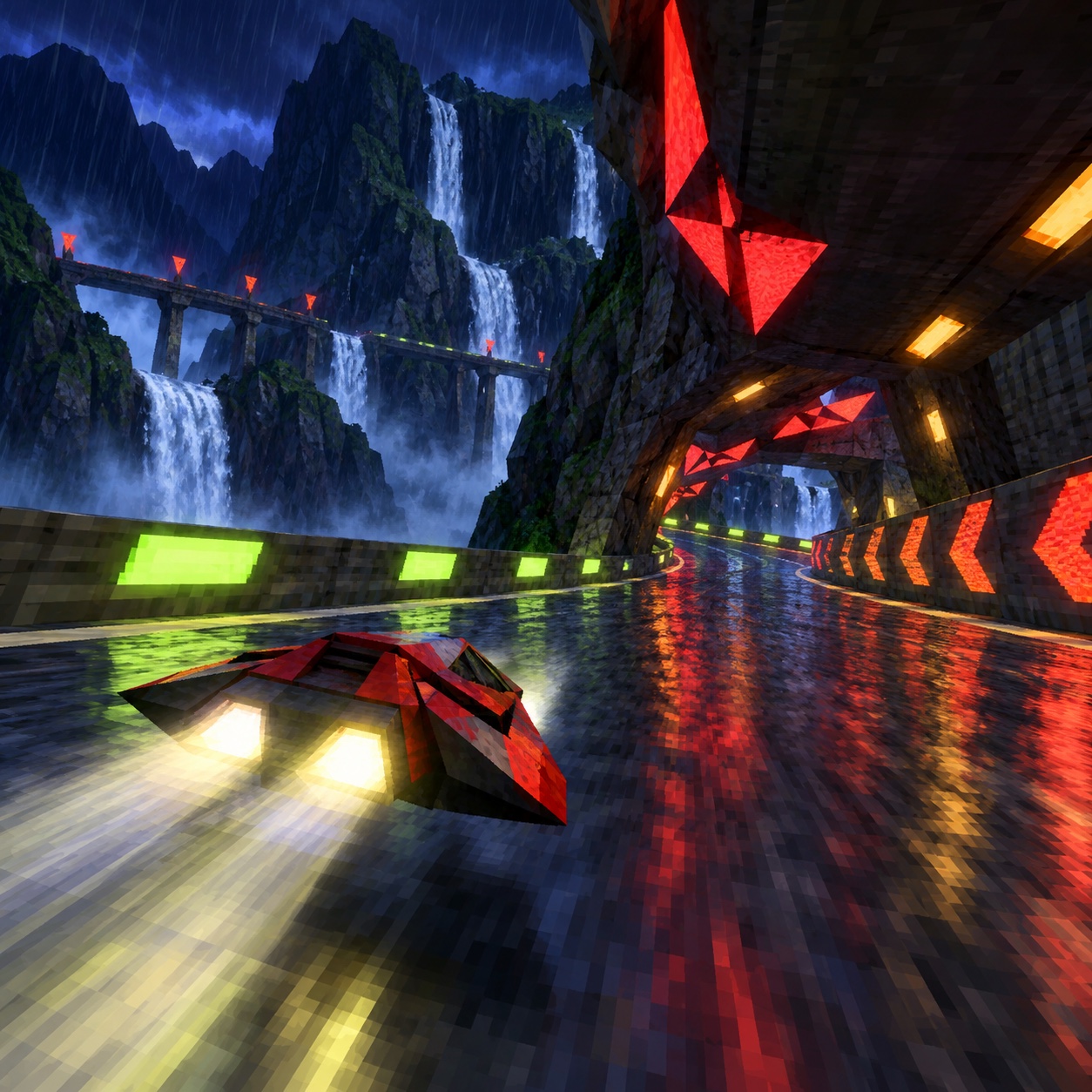 PS1 / Dreamcast Low-Poly aesthetic: Racer dossier scene