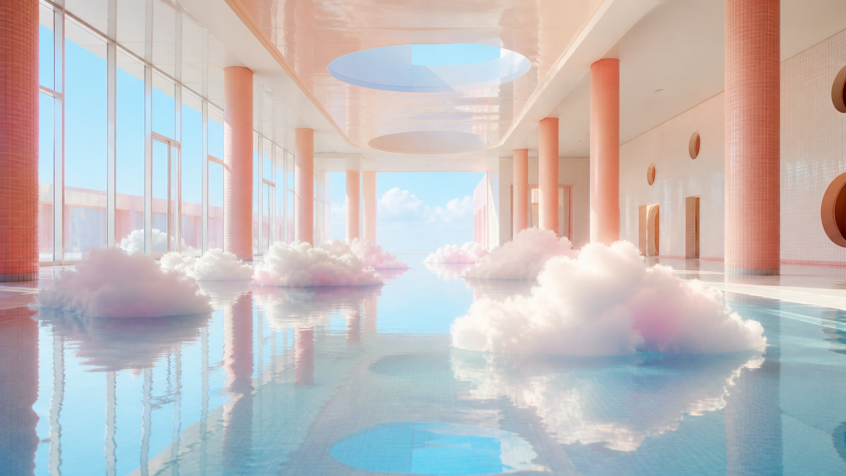 Surreal Dreamcore aesthetic: Interior dossier scene