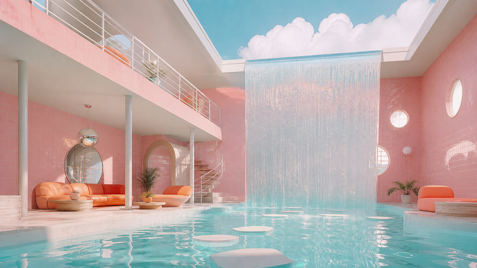 Surreal Dreamcore aesthetic: Water dossier scene